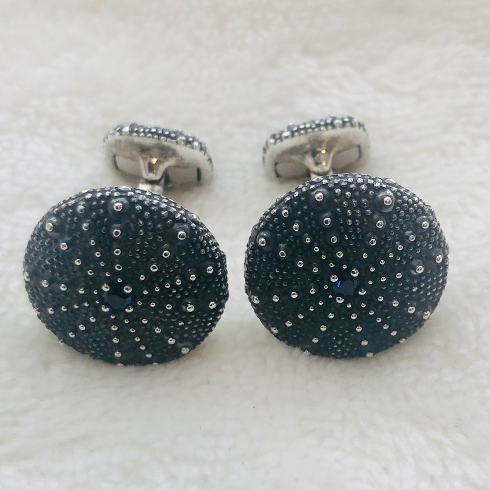 David Yurman Sea Urchin Cufflinks w/Blue Sapphire RARE - Picture 12 of 14